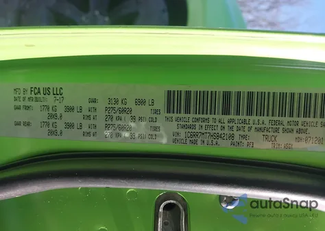 2017 Ram 1500 Sport 4X4 5'7 Box z USA, uszkodzony, nr VIN 1C6RR7MT7HS842108